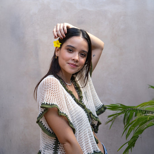 Top Boho Verde